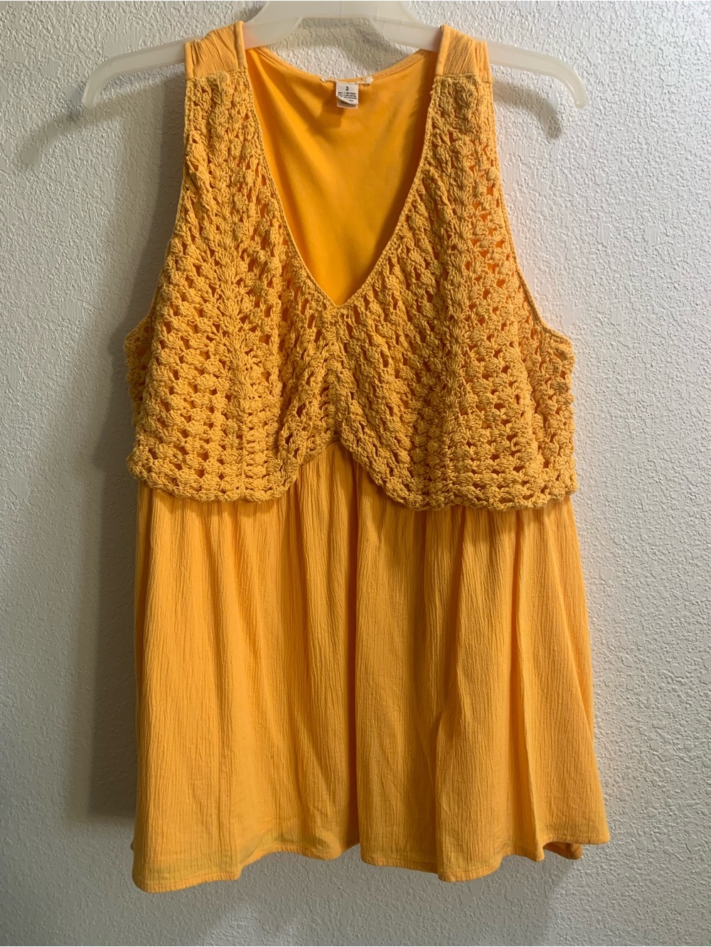 Women’s Yellow Crochet Bodice Summer Shirt